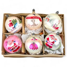 Phenomenal Vintage Handpainted Glass Ball Christmas Ornaments