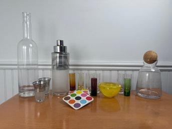 Assorted Bar Top Accessories Mid Century Czech Shaker And Glasses