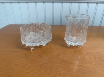 Littala 'ultima Thule' Glass Sugar Bowl And Creamer Set