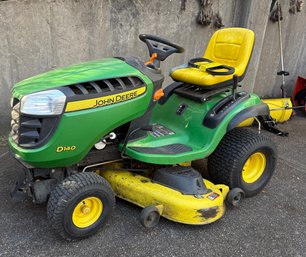 John Deere D140 Ride On Mower And Attachable Plow/46 Snow Blade