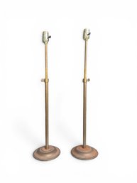 PAIR Of ADJUSTABLE HIEGHT BRASS TABLE LAMPS