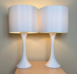CB2 Ada II White Table Lamps, Pair