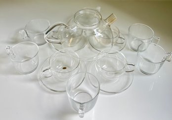 Trendglas Clear Glass Tea Pot With Cups (6 New In Box)