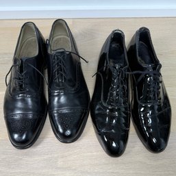 2 Pair Men's Black Lace Up Dress Shows, Cole Haan And Saks Fifth Avenue