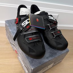 Men's Sidi Road Cycling Shoes In Black, Size 46 Or 10, New In Box