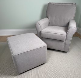 Quality Grey Swivel, Rocking Lounge Chair With Hassock Or Ottoman