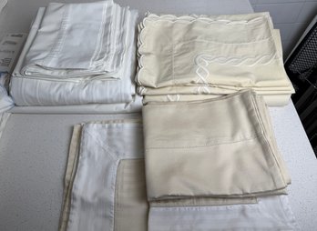 Quality Bed Linens In White And Beige, King Size