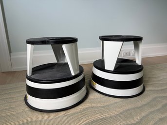 Pair Of Cramer Industrial Kick Stools In Whtie And Black
