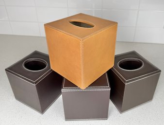 Pigeon Poodle Leather Covered Tissue Box Covers, 4 Pcs