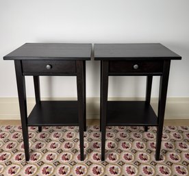 Pair Of Ikea Hemnes One Drawer Nightside Tables In Wenge
