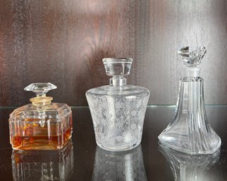 Vintage Baccarat Crystal Perfume Bottles, 3 Pcs