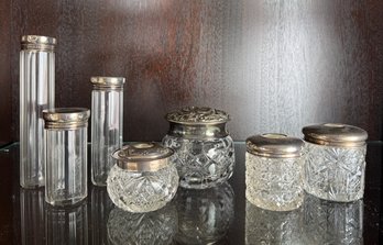 Beautiful Selection Of Repousse Silver, Glass And Crystal Vanity Jars