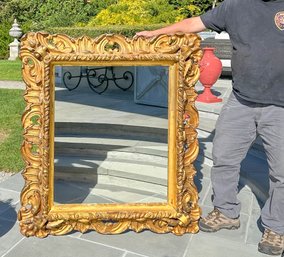 Antique Four Foot Gilt Fresco Mirror