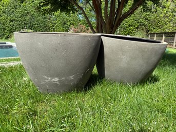 Pair Large Faux Stone (Plastic) Outdoor Planters