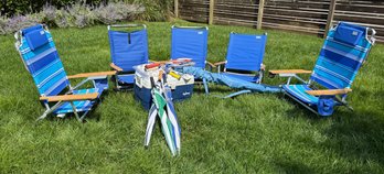 Beach Accessories - Chairs, Umbrella, Cooler, And Sporting Equipment