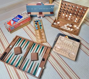 Selection Of Wooden And Leather Handmade Board Games