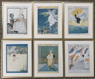 Six Antique Framed Original Vogue Covers