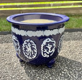 Burmese Ware Jardiniere With Cobalt Glaze