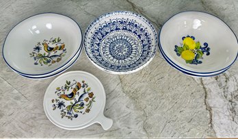 Blue And White Ceramic Serving Bowl And Charger