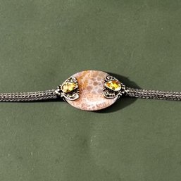 Citrine, Oval Stone And Sterling Silver Bracelt