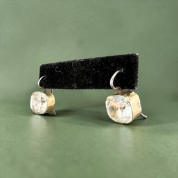 Quartz And Sterling Silver Bezel Drop Earrings