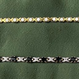 (2) XO Link Sterling Silver  And Stone Tennis Bracelets
