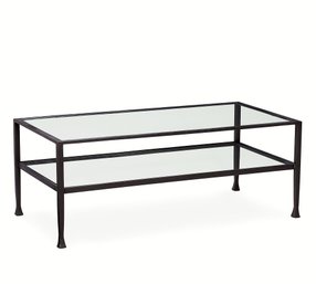 Pottery Barn Tanner Rectangular Coffee Table, Two Tier Glass