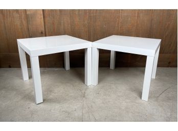 Pair Of White Sweedish Modern Side Tables