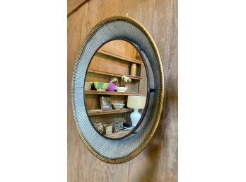 Large Round Brutalist, Metal Wall Mirror