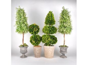 4 Faux Box Plants Or Topiary