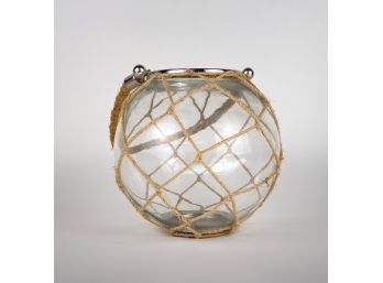 Nautical Clear Glass Globe Hurricane With Rope Handle