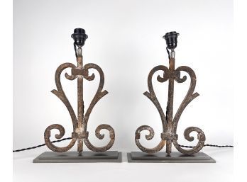 Antique Wrought Iron Repurposed Table Lamps