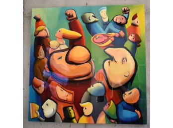 Large Chuck Agro Signed 2005 Contemporary Figural Acrylic Painting On Canvas