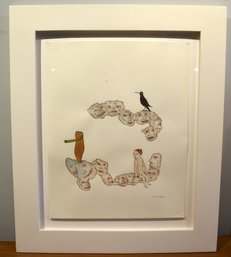 Marcel Dzama (b. 1974) Original Ink & Watercolor Drawing  Surreal Figural Scene