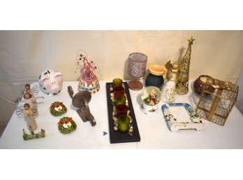 Assorted Christmas & Holiday Décor – Angels, Snow Globe, Candle Holders & More