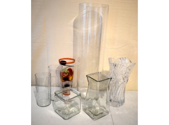 Assorted Decorative Glass & Crystal Style Vases – 7 Pieces