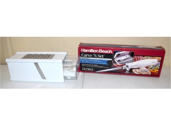 Kitchen Food Prep Lot: Vintage Hamilton Beach Electric Knife & Mandoline Grater