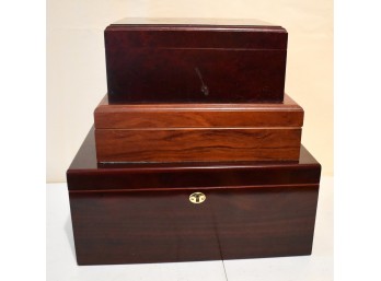Desktop Cigar Humidor Collection: Spanish Cedar Lined Cherry & Mahogany Wood Boxes