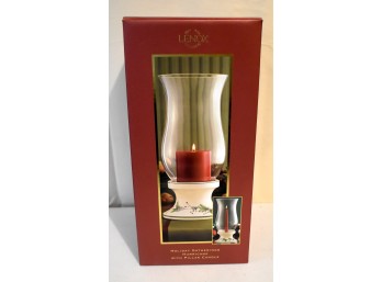 Lenox Holiday Gatherings Hurricane Candle Holder With Pillar Candle & Box