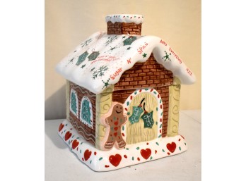Le Gourmet Chef Ceramic Gingerbread House Cookie Jar Item #39390 With Box