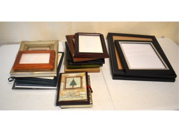 Multi-Size Picture Frame Estate Lot: Assorted Wood, Black, & Silver Finishes
