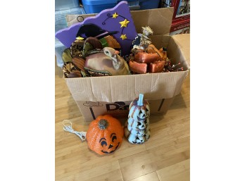Massive Halloween & Thanksgiving Decoration Bundle: Lighted Pumpkins, Scarecrows & Turkey Decor