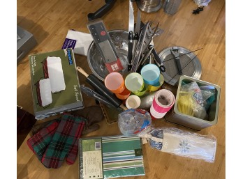 Outdoor BBQ & Grilling Mega Lot: J.A. Henckels Cleaver, Tools, & Linens