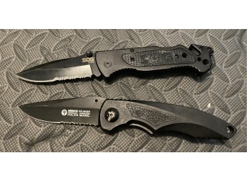 2-Piece Tactical Folding Knife Lot: SOG Escape & Boker Solingen Police Model