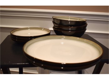 10pc Sango 'Jetta Black' Stoneware Dinnerware Set - Plates & Bowls