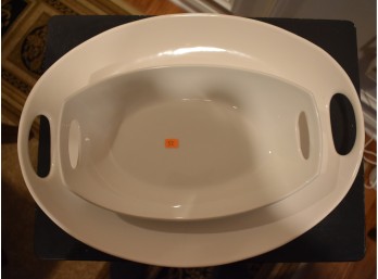 2pc Mixed White Serving Set: Dansk 'Classic Fjord' Bowl & Matceramica Portugal Platter