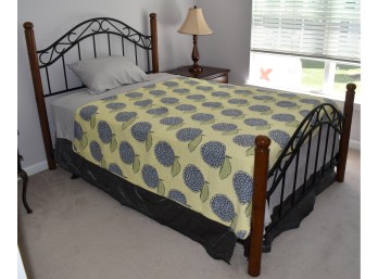 Modern Traditional Metal & Wood Full Bed Frame - Headboard & Footboard Set