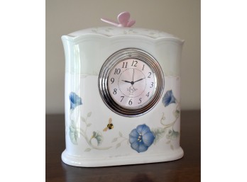 Lenox 'Butterfly Meadow' Porcelain Mantel Clock By Louise Le Luyer - Scalloped Quartz Clock