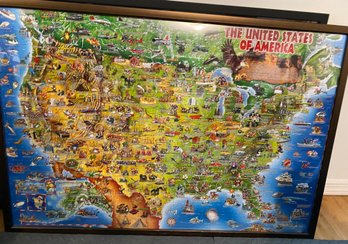 Dino's Illustrated World Children's USA Map Puzzle Framed