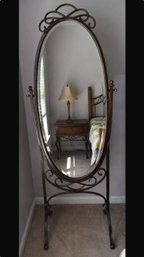 Ornate Metal Freestanding Pivoting Cheval Floor Mirror